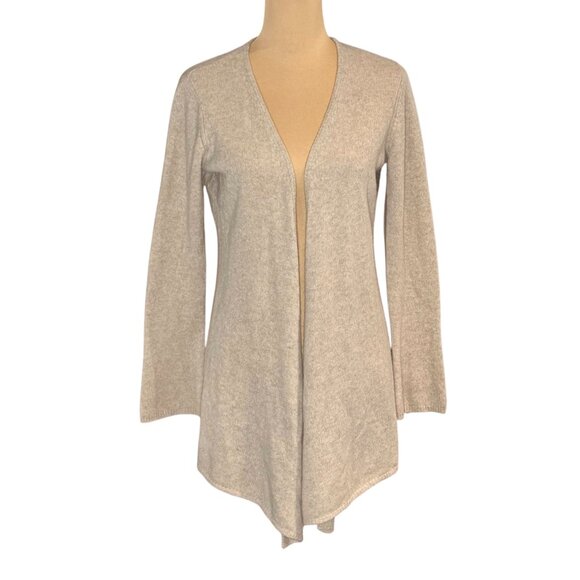 Minnie Rose Cashmere Open Front Cardigan Sz M Beige Minimalist Coastal Cozy - Picture 1 of 8